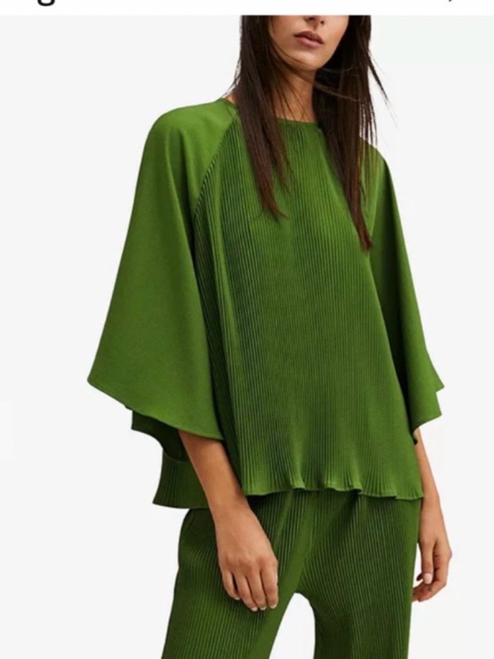 MNG Mango Plas-A Pleated
Blouse in Green- XL
